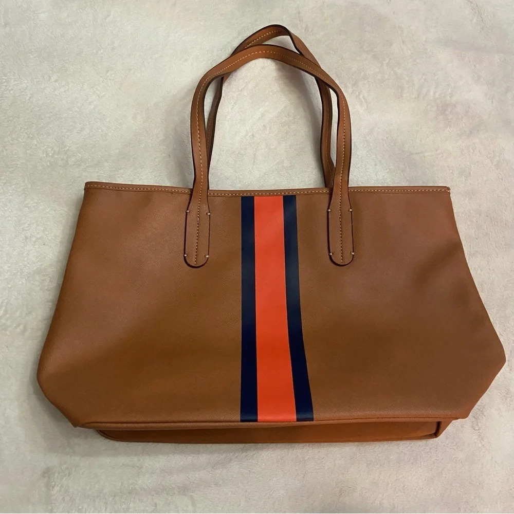New! Neely & Chloe Striped Faux Leather Tote Bag nwot
